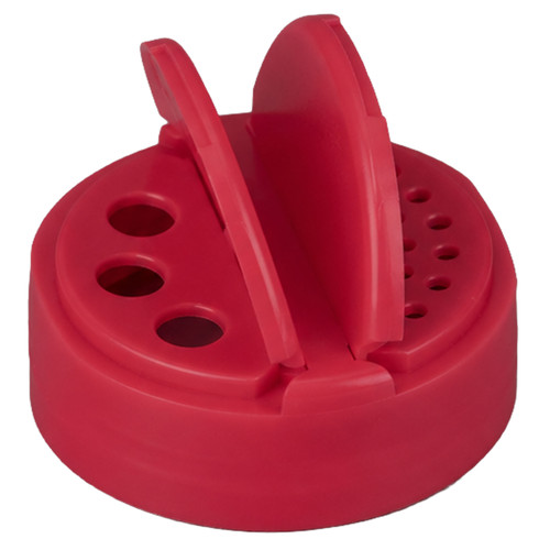 53mm 53-485 Burgundy PP Plastic Spice Cap, Dual Door and Pour  & Spoon
