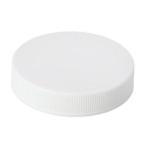 53mm 53-400 White PP Plastic Cap, Smooth Top, Ribbed Sides, Unlined