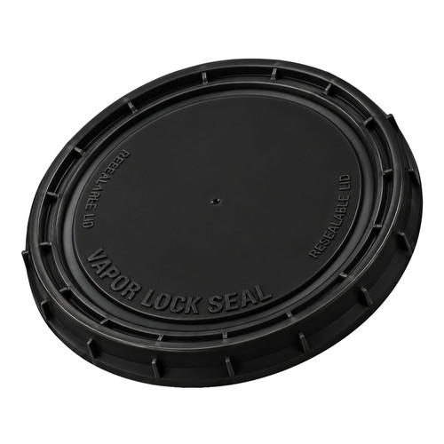 16 oz Black HDPE Plastic Tub Cover, Vapor Lock