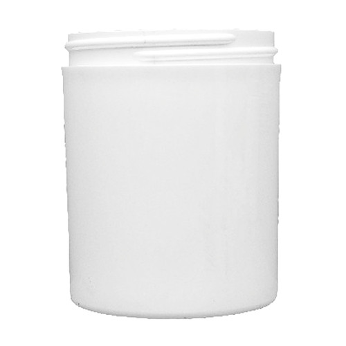 8 oz White PP Plastic Straight Sided Jar, 70mm 70-400, Regular Wall