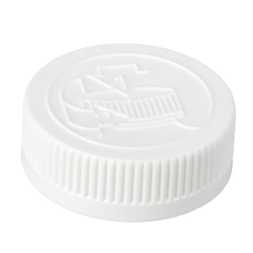 45mm White PP Plastic Child Resistant Cap, Pictorial, TG/SPE.035 Plain Liner (Heat Seal For PE)