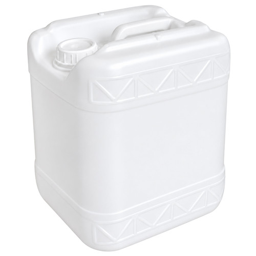 4 Gallon White HDPE Plastic Square Tight Head Pail, 70mm. 6TPI, Dust Cap, Closed Vent, 22mm Cap Installed, UN Rating