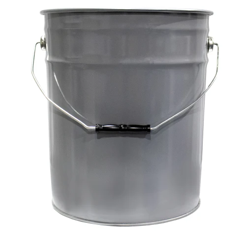 5 Gallon Gray Steel Open Head Pail, Rust Inhibited Lining, UN Rated