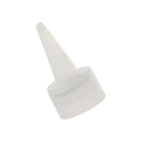 24mm, 24-410 Natural LDPE Plastic Yorker Spout Cap w/ Red Long Tip, Easy Peel Heat Seal, Foam Gasket. .030" Orifice