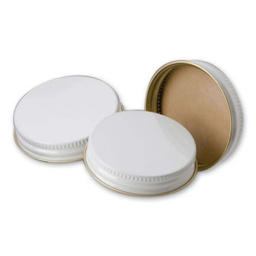 48mm 48-400 White Metal Screw Cap w/ Kraft Liner