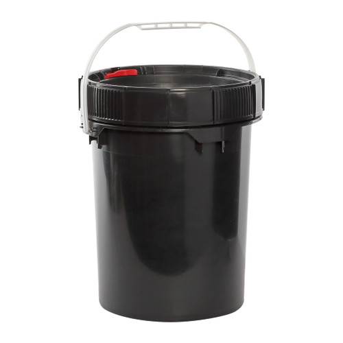 5 Gallon Regrind Black HDPE Plastic Life Latch Screw Top Pail (Regrind) w/ Cover, Plastic Handle, UN Rated