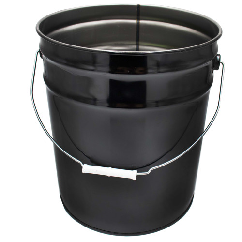 5 Gallon Black Open Head Steel Pail, Double Bead, Rust Inhibited Lining, UN Rated