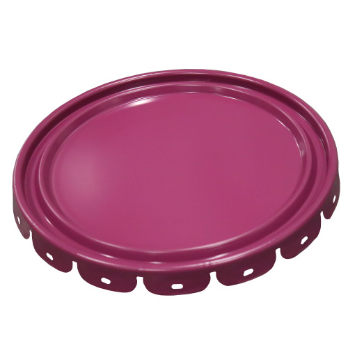 2.5-7 Gallon Purple Steel Pail Lug Cover, w/ Red Phenolic Lining, 24 Gauge, No Fittings, Flow in Gasket