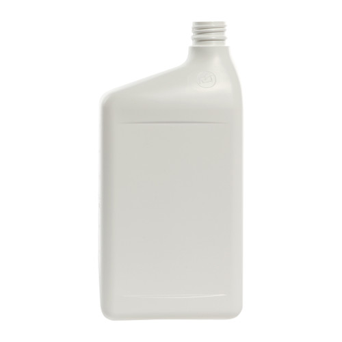 32 oz White HDPE Plastic RTU Bottle with View Stripe & Graduated Mark, 28mm Drop-Loc Tamper Evident, 50 Gram