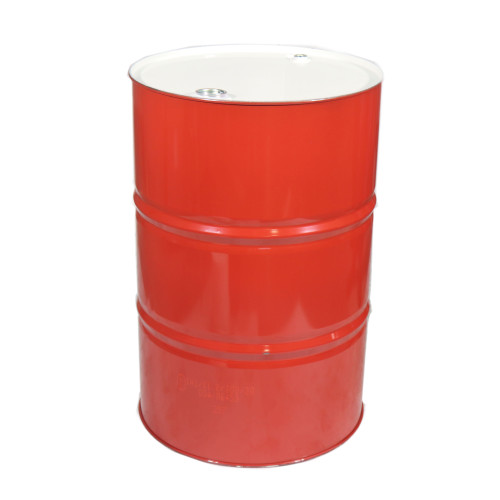 55 Gallon Red Steel Tight Head Drum, Unlined, White Cover, w/ 2" & 3/4" Tri-Sure® Fittings, UN Rated