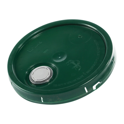 3.5 - 6 Gallon Green HDPE Plastic Tear Tab Pail Cover w/ Rieke Flex Spout