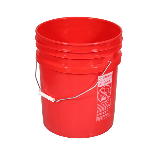 5 Gallon Red HDPE Plastic Open Head Pail w/ CWL