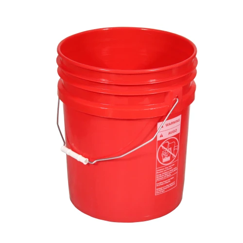 5 Gallon Red HDPE Plastic Open Head Pail w/ CWL