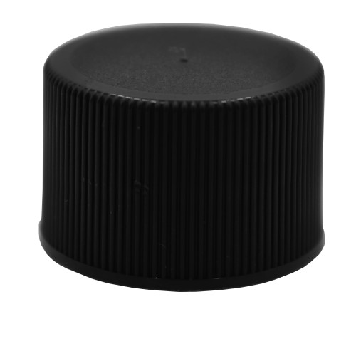 24mm, 24-410 Black Ribbed, Matte Top,  PP Plastic Cap, Heat Seal for PET Lined