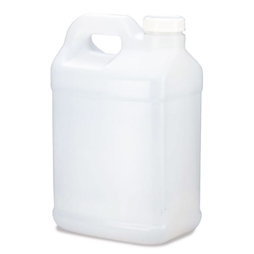 2.5 Gallon Natural HDPE Plastic F-Style Rectangular Bottle, 63mm, 2x1, Kraft Box