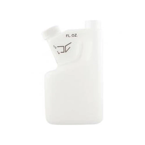 4 oz Natural HDPE Plastic Tip-N-Measure Bottle, 1/2 oz Chamber, Fluorinated Level 5, 22mm 22-400, Fluorinated Level 5, Cap Attached