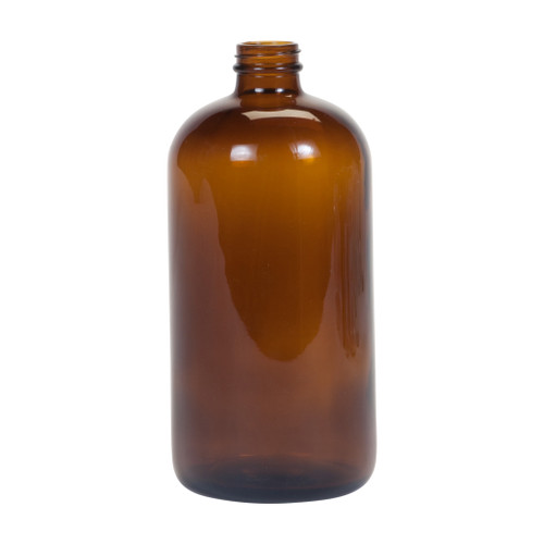32 oz Amber Glass Boston Round Bottle, 33mm 33-400