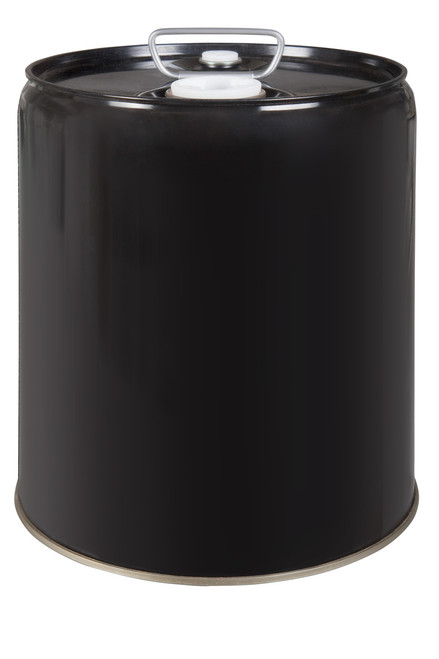5 Gallon Black Steel Tight Head Pail, Red Phenolic Lining w/ Dust Cap, UN Rated