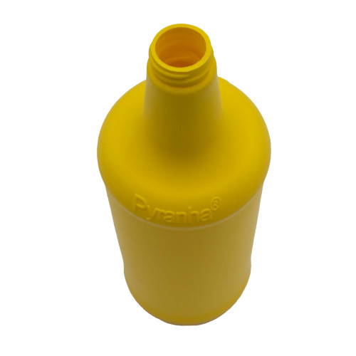 1 Liter Yellow HDPE Plastic Carafe Fluorinated Level 3 Bottle, 28mm 28-400, 75 Gram