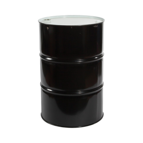 55 Gallon Black Steel Tight Head Drum, Buff Epoxy Phenolic Lining, White Cover,  w/ 2" and 3/4" Fitting, EPDM Gasket, UN Rated