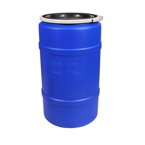 30 Gallon Blue Plastic Open Head Drum, UN Rated