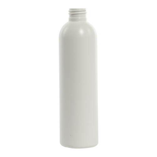 8 oz White HDPE Plastic Bullet Round Bottle, 24mm 24-410, 22 Gram, Flame Treated