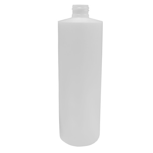 16 oz Natural HDPE Plastic Cylinder Bottle, 24mm 24-410, Unflamed