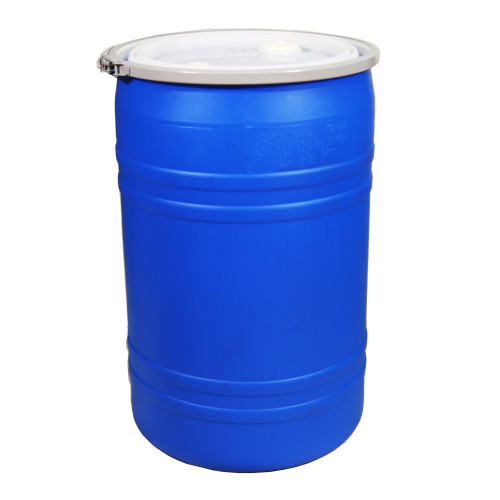 30 Gallon Blue Plastic Open Head Drum, 2" & 3/4" NPS Fitting, Lever Lock Ring, UN Rated