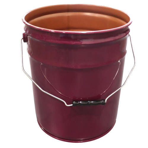 5 Gallon Purple Steel Open Head Pail, 3.5" Double Bead, Red Phenolic Lining, UN Rated