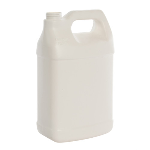 128 oz White HDPE Plastic F-Style Bottle, In-Line Fluorination, 38mm 38-400, 150 Gram