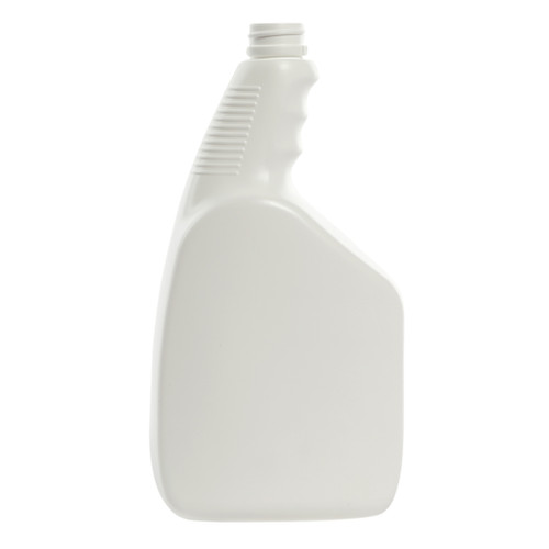 32 oz White HDPE Oval Pistol Grip Bottle, Flame Treated, 28mm 28-400 Ratchet, 55 Gram