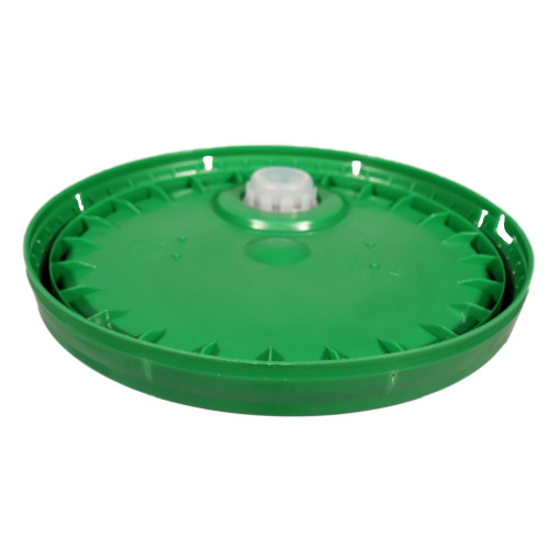 3.5 - 6 Gallon Green HDPE Plastic Tear Tab Pail Cover, Rieke Spout