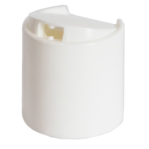 28mm 28-410 White PP Plastic Smooth Top Disc Cap, No Liner, .330" Orifice