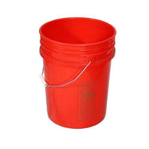 20 Liter Red HDPE Plastic Open Head Pail, w/ CWL, Metal Handle, Plastic Grip