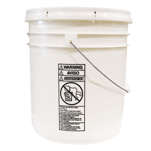 5 Gallon White HDPE Plastic Straight Side Pail, w/ Rieke White Cover