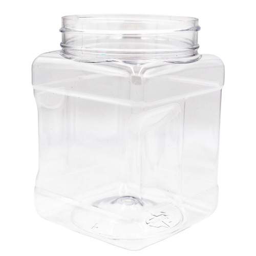 32 oz Clear PET Plastic Square Grip Jar, 89mm 89-400, 56 Grams