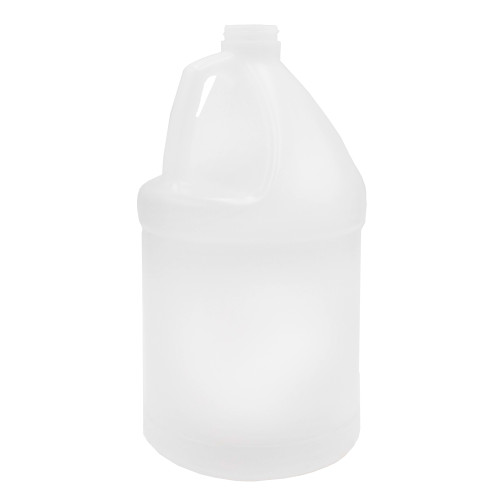 128 oz Natural HDPE Plastic Industrial Round Bottle, 38mm 38-400, 130 Gram, w/White Foam Lined Cap Attached