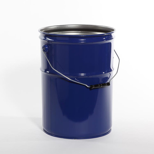 6 Gallon Blue Steel Open Head Pail, Rust Inhibited, 6" Double Bead