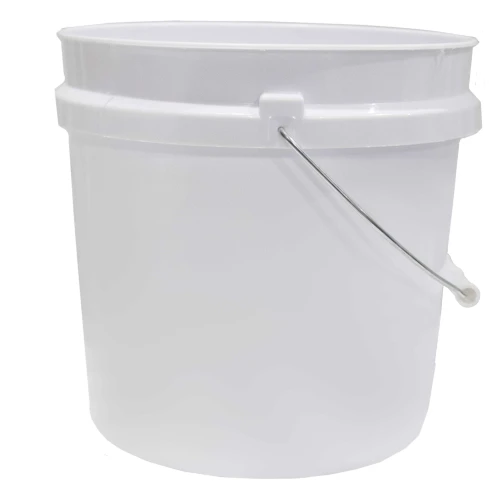 2 Gallon White HDPE Plastic Open Head Pail, Metal Handle w/ White Grip