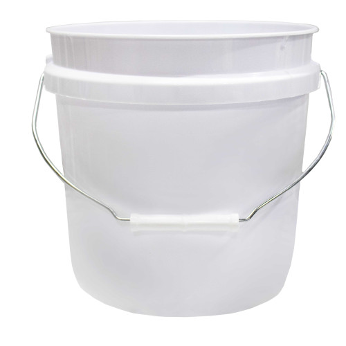 2 Gallon White HDPE Plastic Open Head Pail, Metal Handle w/ White Grip