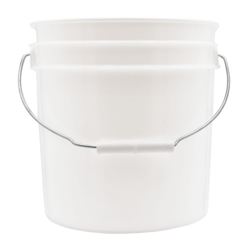 2 Gallon White HDPE Plastic Open Head Pail, with Metal Handle & Plastic Grip, 70 Mil