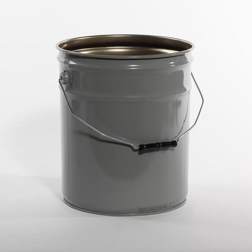 5 Gallon Gray Steel Open Head Pail, 3.5" Double Bead, Rust Inhibited with Lug Cover, UN Rated
