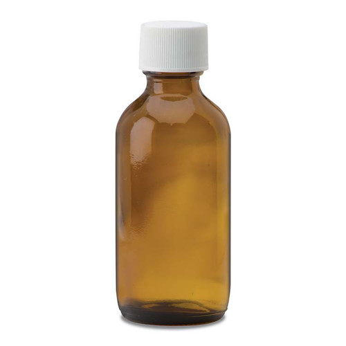 2 oz Amber Glass Boston Round Bottle, 20mm 20-400