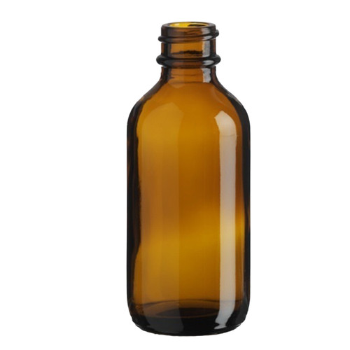 2 oz Amber Glass Boston Round Bottle, 20mm 20-400