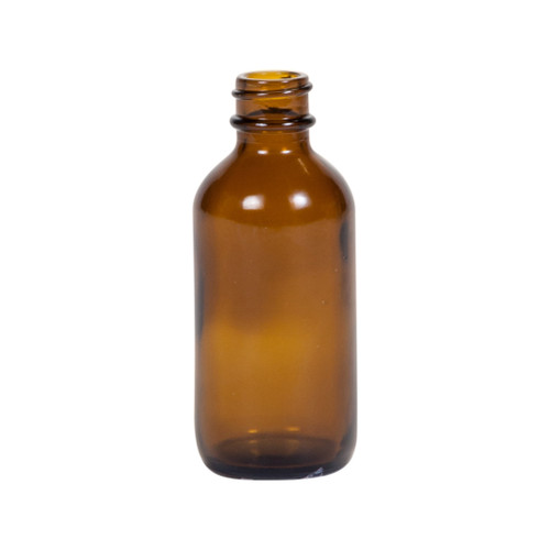 2 oz Amber Glass Boston Round Bottle, 20mm 20-400