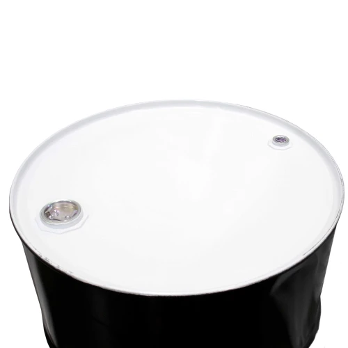 55 Gallon Black Steel Tight Head Drum, Unlined, White Cover, w/ 2" x  3/4" Fitting, UN Rated