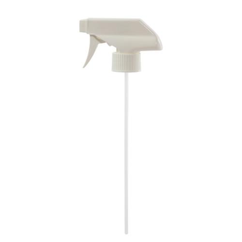 28mm 28-410 White PP Plastic Trigger Sprayer with 7 9/16" Dip Tube, Ergo Spray/Steam/Off