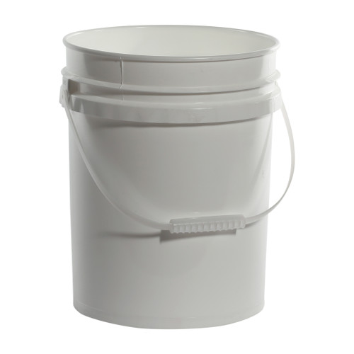 5 Gallon White HDPE Plastic Open Head Pail, CWL, 90 mil,  w/ Plastic Handle, UN Rated