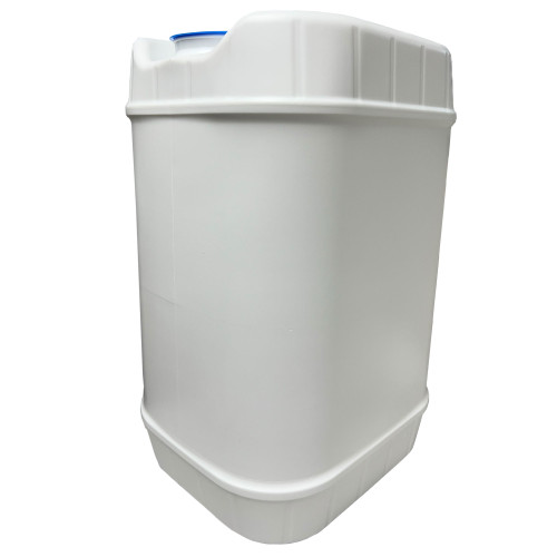 6 Gallon White HDPE Plastic Tight Head Pail, 63mm Rieke & Blue Dust Cap, UN Rated