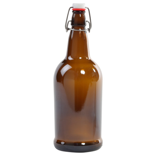 1000ml (1 Liter) Amber Glass Grolsch Beer Bottle, 26mm 26-611, w/ Swing-Top Cap